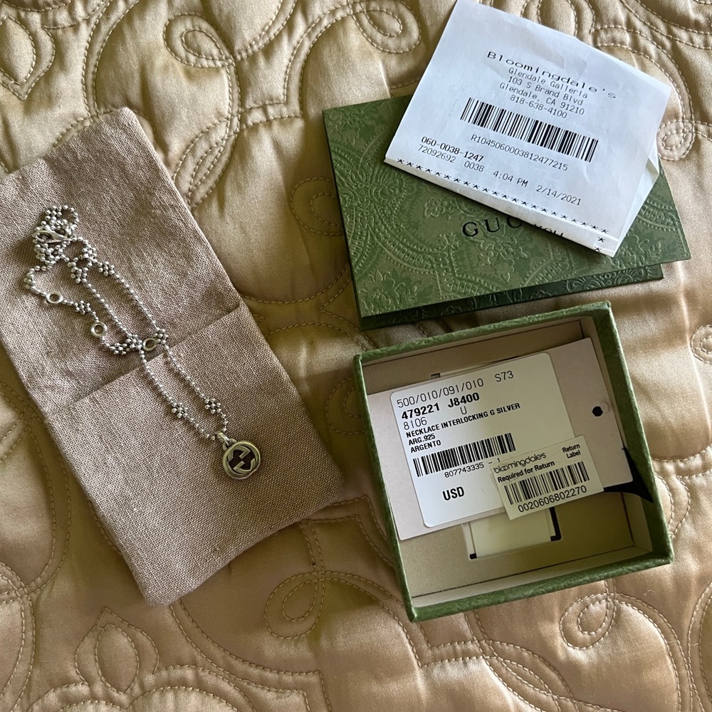 Gucci Sterling Silver Interlocking G Cluster Chain Necklace - Picture 7 of 7
